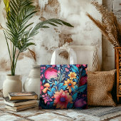 はっきりしたカラフル花 トートバッグ