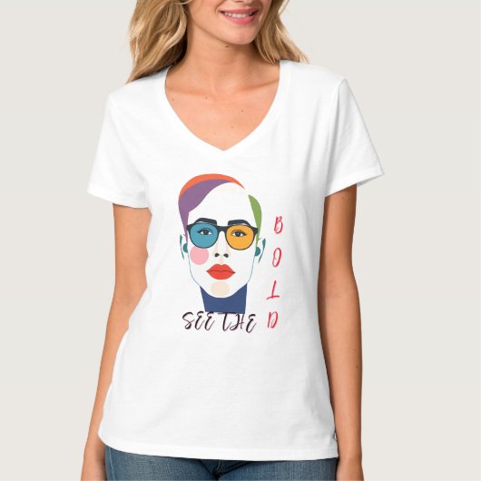はっきりしたカラフル顔 Tシャツ (正面)