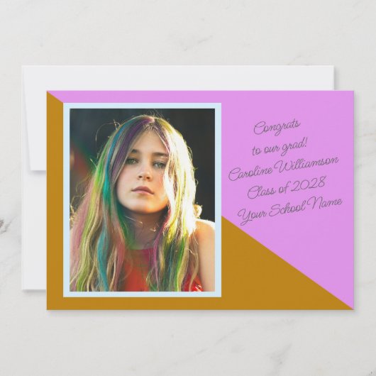 はっきりしたカラフル10代のレトロ写真卒業クラス 案内状 (正面)