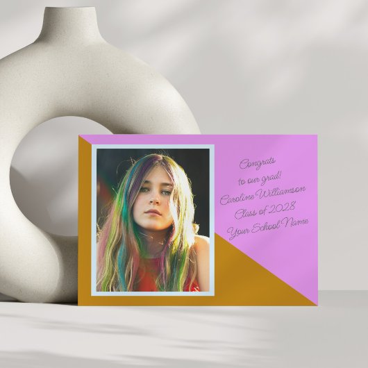 はっきりしたカラフル10代のレトロ写真卒業クラス 案内状