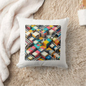 はっきりしたカラフル3D幾何抽象芸術 クッション (ブランケット)
