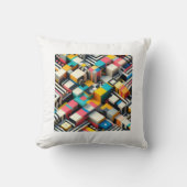 はっきりしたカラフル3D幾何抽象芸術 クッション (正面)
