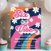はっきりしたカラフル6歳の誕生日6歳はVibe groovyである 招待状