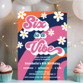 はっきりしたカラフル6歳の誕生日6歳はVibe groovyである 招待状