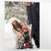 はっきりしたカラフルChristmas Pointsettias Family写真 三つ折りカード (内部最初)