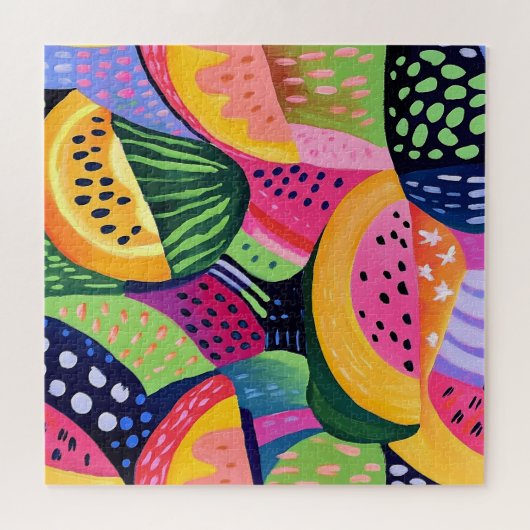 はっきりしたカラフルMelon Summer Fruits絵を描 ジグソーパズル (横)