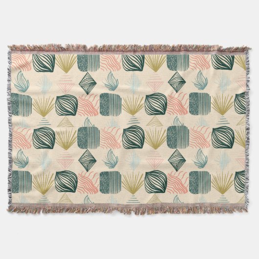 はっきりしたカリブのBoho Buttercream スローブランケット (正面)