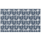 はっきりしたカリブのTribal Mudcloth：ネイビーブルー&ホワイト、 テーブルクロス (正面(横))