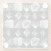 はっきりしたカリブのTribal Mudcloth – 白黒 ガラスコースター (裏面)