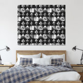 はっきりしたカリブのTribal Mudcloth – 白黒 キャンバスプリント (インサイチュ (寝室))