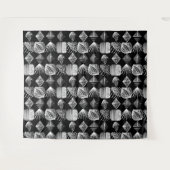 はっきりしたカリブのTribal Mudcloth – 白黒 タペストリー (正面(横))