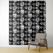 はっきりしたカリブのTribal Mudcloth – 白黒 タペストリー (インサイチュ)