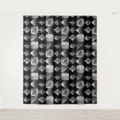 はっきりしたカリブのTribal Mudcloth – 白黒 タペストリー (正面)