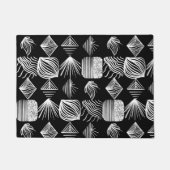 はっきりしたカリブのTribal Mudcloth – 白黒 ドアマット (正面)