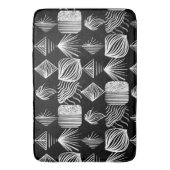 はっきりしたカリブのTribal Mudcloth – 白黒 バスマット (正面縦)