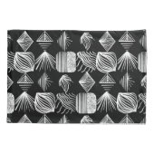 はっきりしたカリブのTribal Mudcloth – 白黒 枕カバー (裏面)