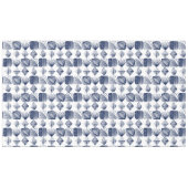 はっきりしたカリブのTribal Mudcloth:白、ネイビーブルー テーブルクロス (正面(横))