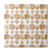 はっきりしたカリブのTribal Mudcloth:金ゴールド、白 タイル (正面)