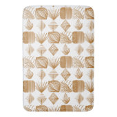 はっきりしたカリブのTribal Mudcloth:金ゴールド、白 バスマット (正面縦)