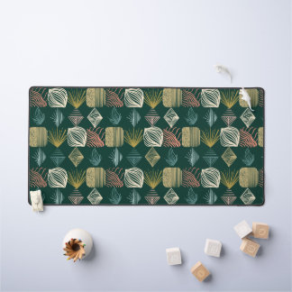 はっきりしたカリブのTribal Mudcloth:Bohoティール（緑がかった色） デスクマット