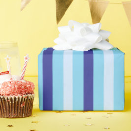 はっきりしたクラシックストライプ | ネイビーブルーアンドターコイズ ラッピングペーパー