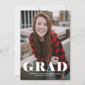 はっきりしたクラシックタイポグラフィ写真卒業 招待状 (正面)