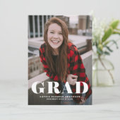 はっきりしたクラシックタイポグラフィ写真卒業 招待状 (スタンド正面)