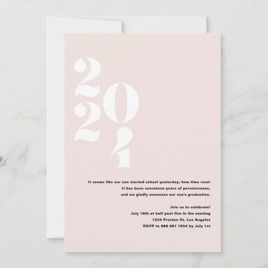 はっきりしたクラシックタイポグラフィ写真卒業 招待状 (裏面)