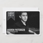 はっきりしたクラシックバナー卒業写真のお知らせ 招待状 (正面)