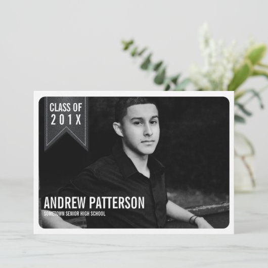 はっきりしたクラシックバナー卒業写真のお知らせ 招待状 (スタンド正面)