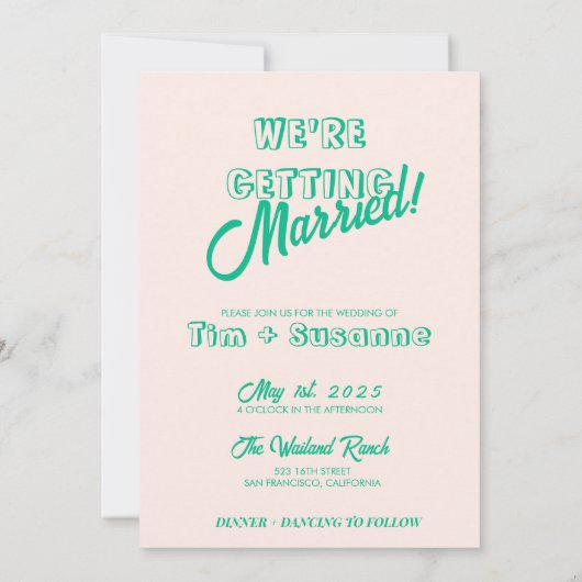 はっきりしたクラシック西シンプルモダン結婚 招待状 (裏面)