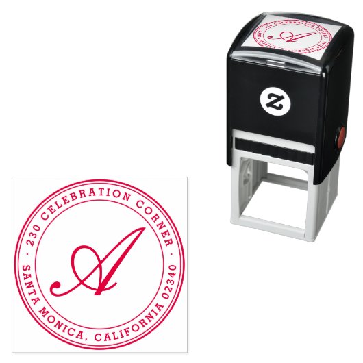 はっきりしたクラシックScript Monogramラウンド差出人住所 セルフインキングスタンプ (インサイチュ)