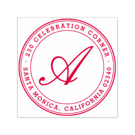 はっきりしたクラシックScript Monogramラウンド差出人住所 セルフインキングスタンプ