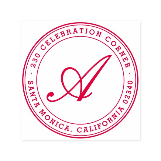 はっきりしたクラシックScript Monogramラウンド差出人住所 セルフインキングスタンプ (デザイン)