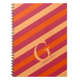 はっきりしたクランベリーレッド、オレンジ、桃ストライプ色 ノートブック