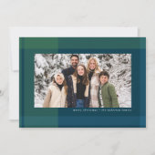 はっきりしたクリスマスのプシンプルライド海軍の緑の写真 シーズンカード (正面)