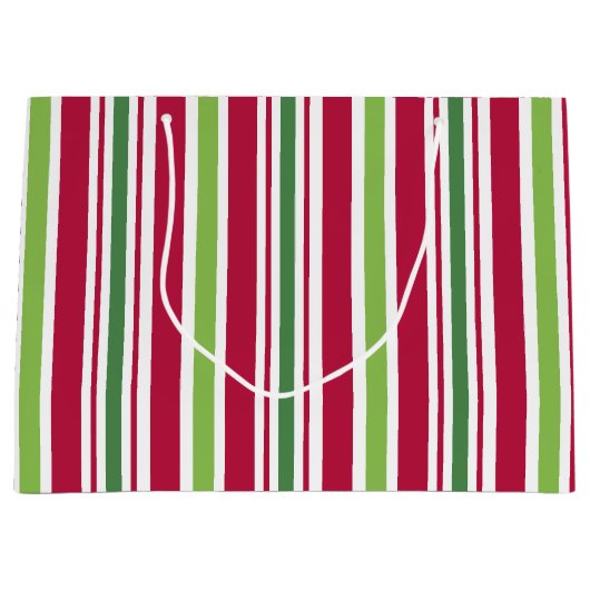 はっきりしたクリスマスストライプ抱き枕 ラージペーパーバッグ (正面)