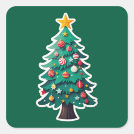 はっきりしたクリスマスツリー スクエアシール
