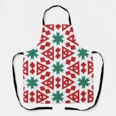 はっきりしたクリスマス抽象芸術北欧の木とリース エプロン (正面)