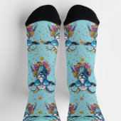 はっきりしたサングラスデザインの明るいヤギ ソックス (上部)