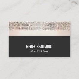 はっきりしたシックモダンシークイン金ゴールドとブラックストライプの 名刺