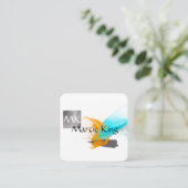 はっきりしたシックモダン抽象芸術ア絵を描デザイン スクエア名刺 (スタンド正面)