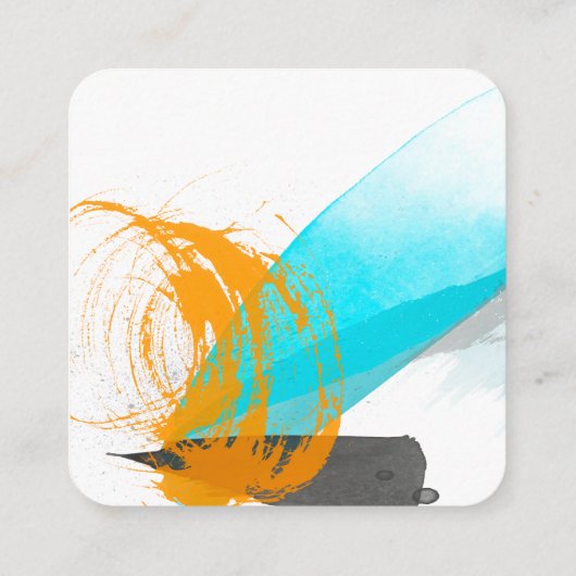 はっきりしたシックモダン抽象芸術ア絵を描デザイン スクエア名刺 (裏面)