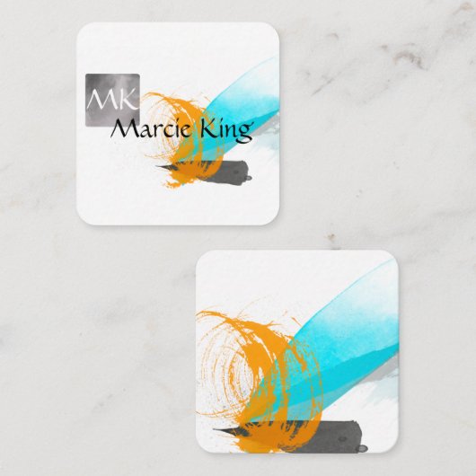 はっきりしたシックモダン抽象芸術ア絵を描デザイン スクエア名刺 (正面/裏面)