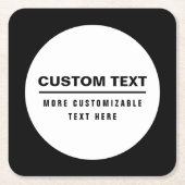 はっきりしたシンプルカスタマイズ可能な文字テンプレート スクエアペーパーコースター (正面)