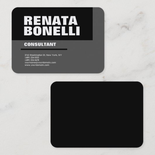 はっきりしたシンプルグレーブラックモダンミニマリストシック 名刺