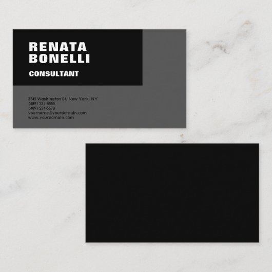 はっきりしたシンプルグレー黒ミニマモダンリスト 名刺 (正面/裏面)