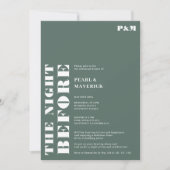 はっきりしたシンプルセージ結婚グリーンのリハーサル 招待状 (正面)