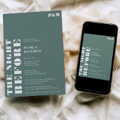 はっきりしたシンプルセージ結婚グリーンのリハーサル 招待状