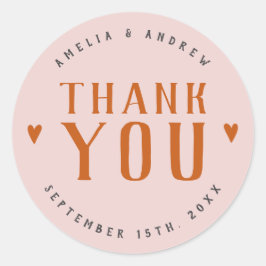 はっきりしたシンプルハートコーラルピンク結婚式の引き出物 ラウンドシール